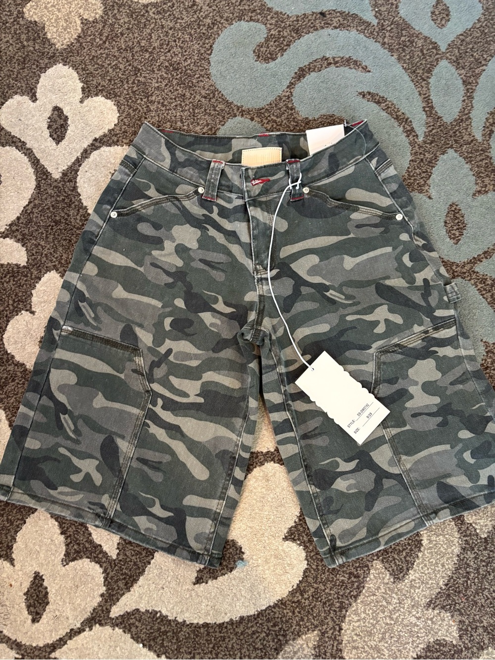 Women's Cargo Style Shorts - Green Camouflage